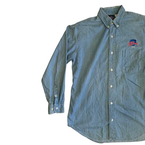 Planet Hollywood Prague Men's Size L Button Down Denim Jean VTG 1991 Shirt - Picture 8 of 16